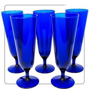 Cobalt Blue Fountain Glass (set of 5)